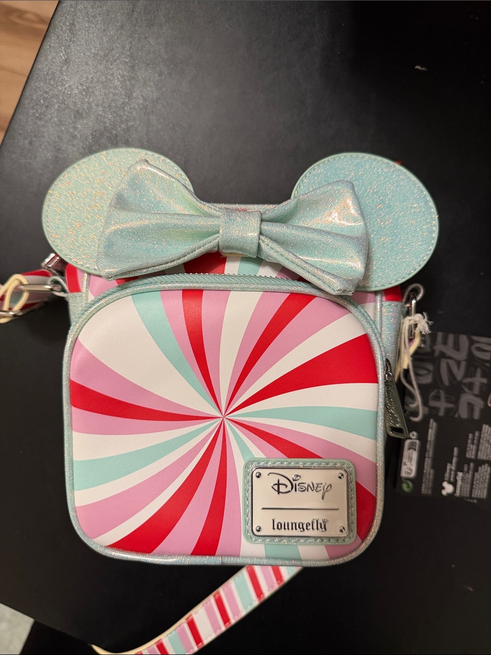 Loungefly Mint & Red Candy Swirl Minnie Crossbody Bag